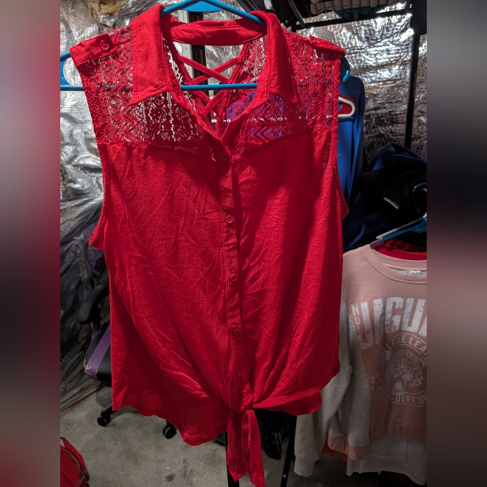 Tie Front Button Down Tank